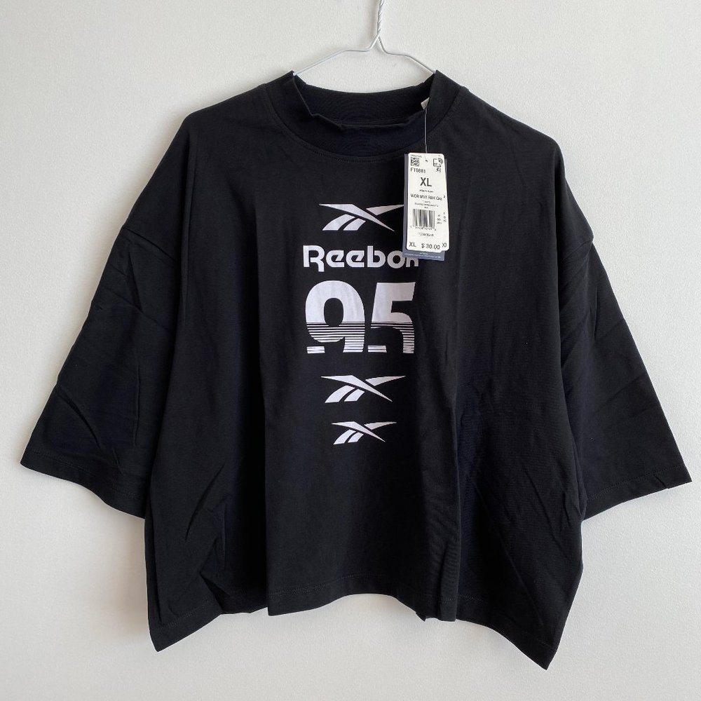Reebok wor myt rbk graphic t-shirt, Cropped, Short Sleeve, Black, Size XL